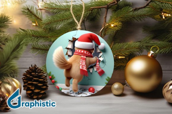 3D Dog Christmas Ornament Back 25 for Illustrations