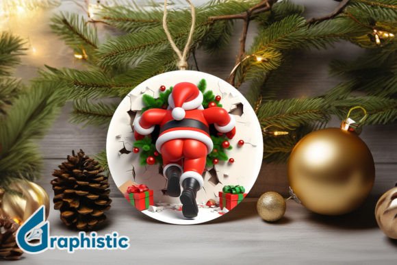 3D Santa Christmas Ornament Back 69 for Seasonal Illustrations