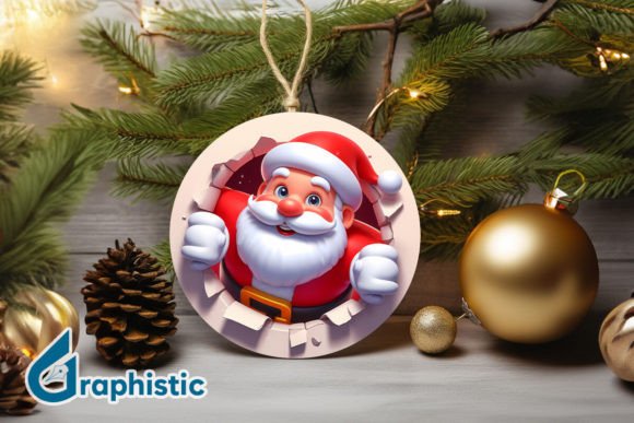 3D Santa Christmas Ornament Front 66 Illustrations