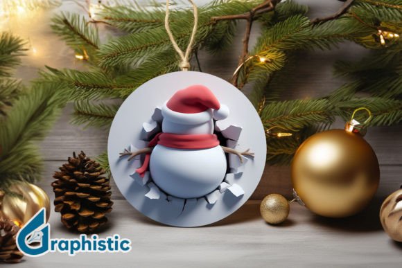 3D Snowman Christmas Ornament Back 53: Illustrations for Brand Identity