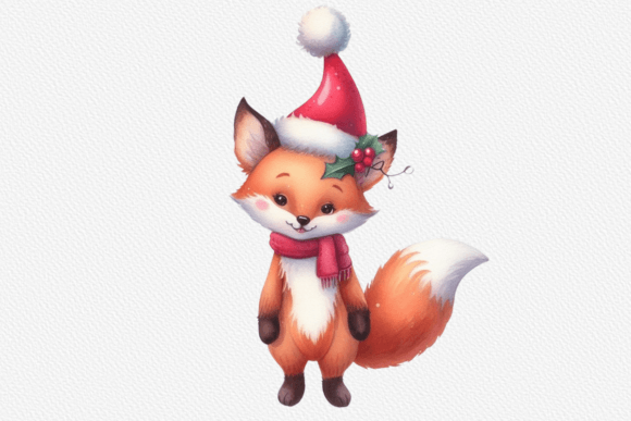 Christmas Fox Sublimation Design PNG for Illustrations