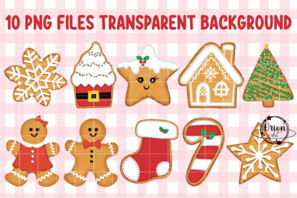 Christmas Gingerbread Cookie Clipart PNG & Illustrations
