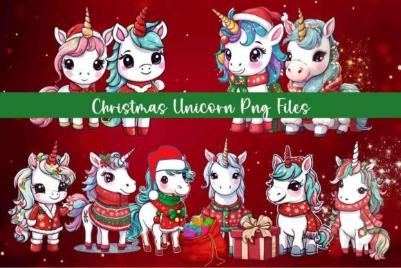 Christmas Themed Unicorn PNG Files: Magical Illustrations for Seasonal Brands