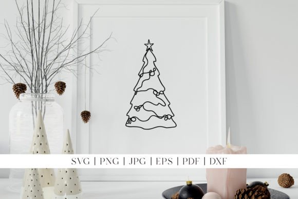 Christmas Tree Line Art Xmas Festive Illustrations Review