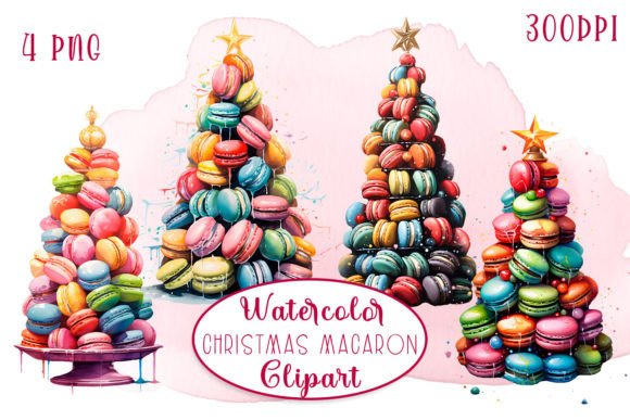 Christmas Tree Macaroons Cookie Clipart for Seasonal Illustrations