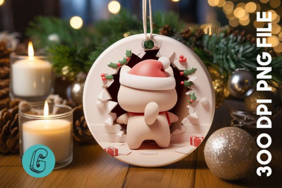 Cute Cat Christmas Ornament Back 13 for Illustrations