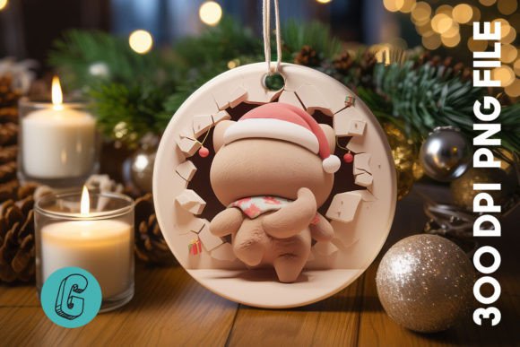 Cute Cat Christmas Ornament Back 19 for Illustrations