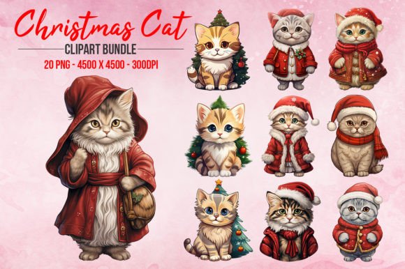 Cute Christmas Cat Clipart Bundle: A Review for Illustrations