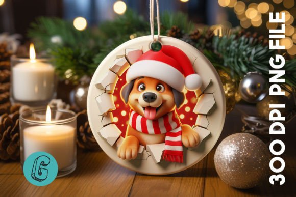 Cute Dog Christmas Ornament Front 26 for Illustrations