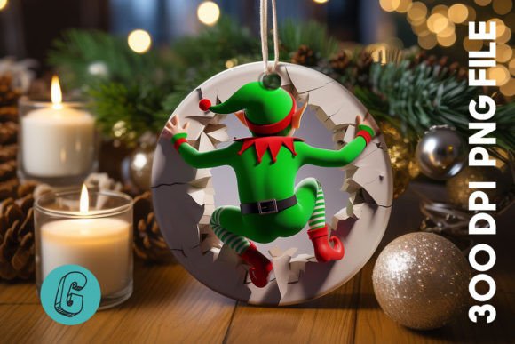Cute ELF Christmas Ornament B 129: Modern Design Assets for Illustrations