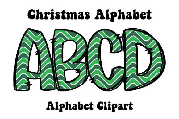 Cute Green Strips Christmas Alphabet: Fresh Illustrations for Seasonal Content