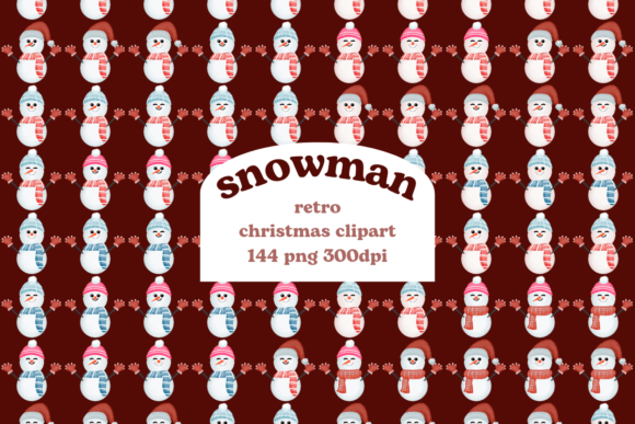 Cute Snowman Christmas Clipart Bundle for Illustrations