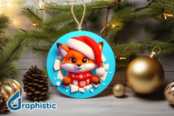 Fox 3D Christmas Ornament PNG Front 02 Illustrations Review