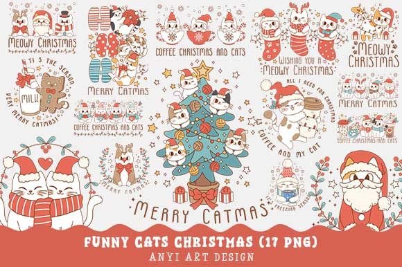 Funny Cat Christmas PNG Bundle: A Review for Modern Illustrations