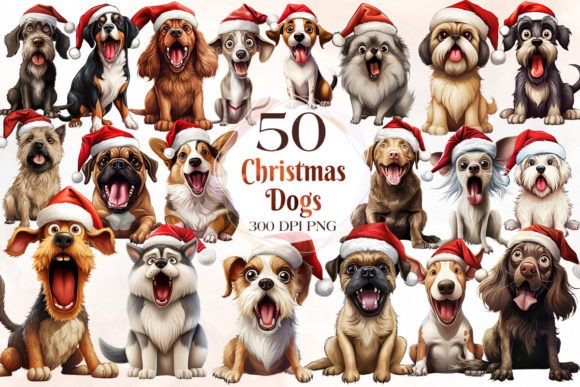 Funny Christmas Dog Clipart Part 2 for Illustrations