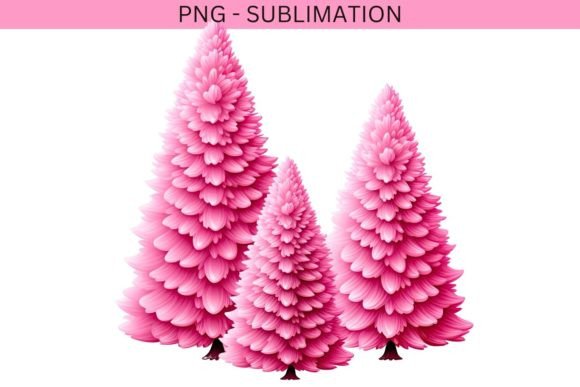 Merry Christmas Pink Trees Png for Modern Illustrations