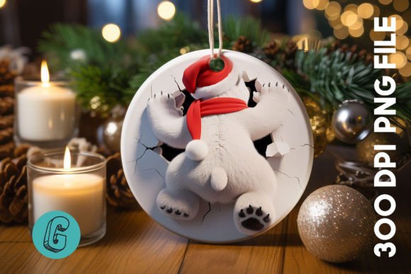 Polar Bear Christmas Ornament B 101 for Seasonal Illustrations