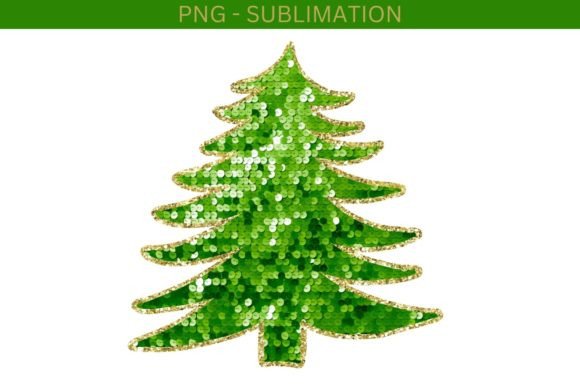 Sequin Christmas Tree PNG Digital for Modern Illustrations