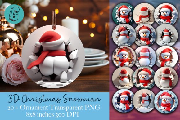 Snowman Christmas Ornament 2-sided Pack: Modern Illustrations for Publishers
